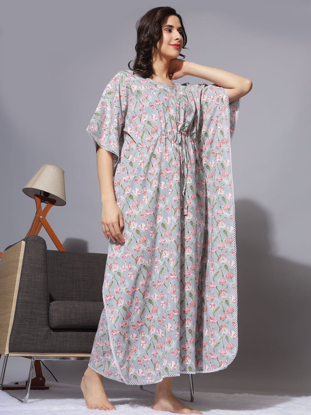  Maternity Kaftan  Floral Kaftan Dress: Fashion-forward Wear for Nursing Moms- 9shines label 