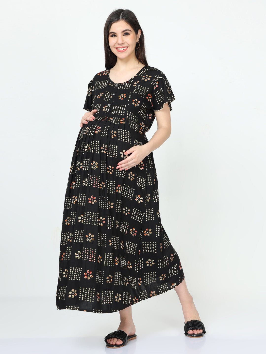  Maternity Dress  Black Nighty - Buy Maternity Nighty Online India- 9shines label 