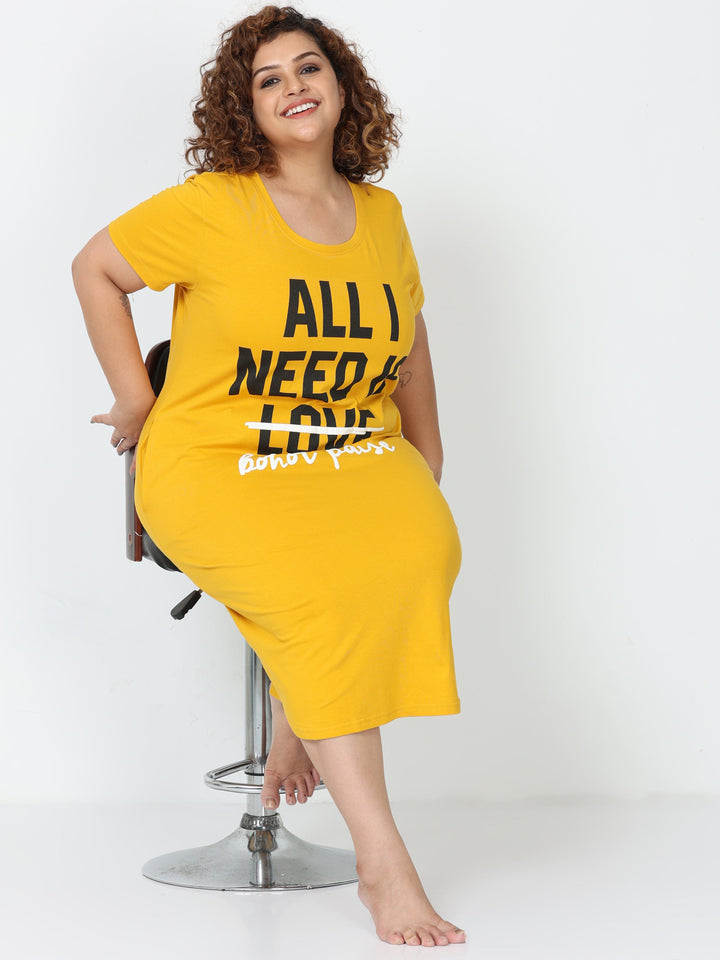  Plus Size Short Nighty  Shop Plus Size Fire Yellow Hosiery Cotton Nighty- 9shines label 