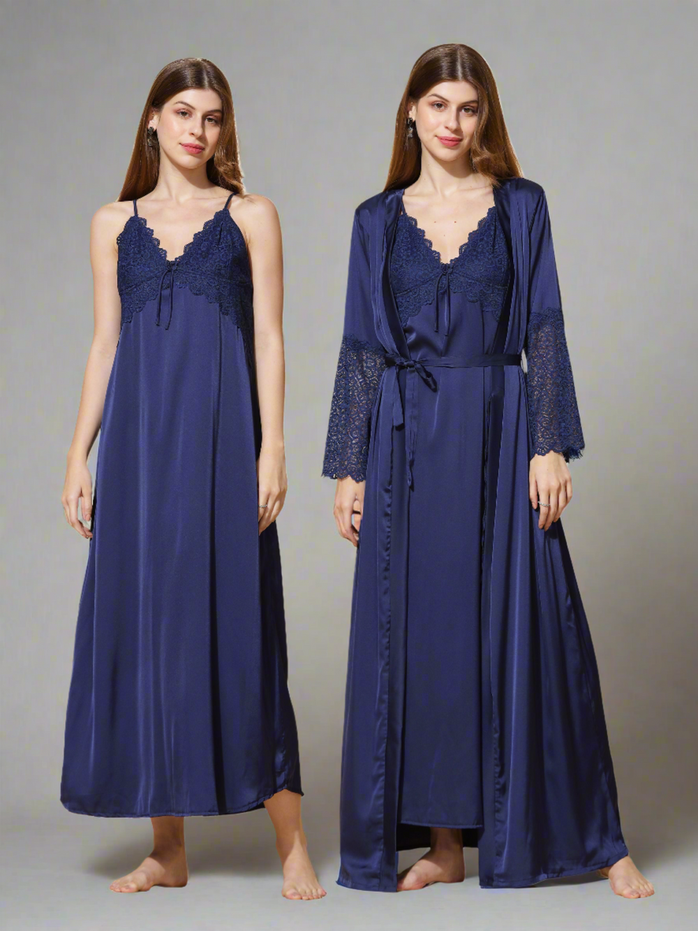  Long Robe Long Gown  Memorable Nights: Snip Our Sexy Long Robe in Electric Blue- 9shines label 