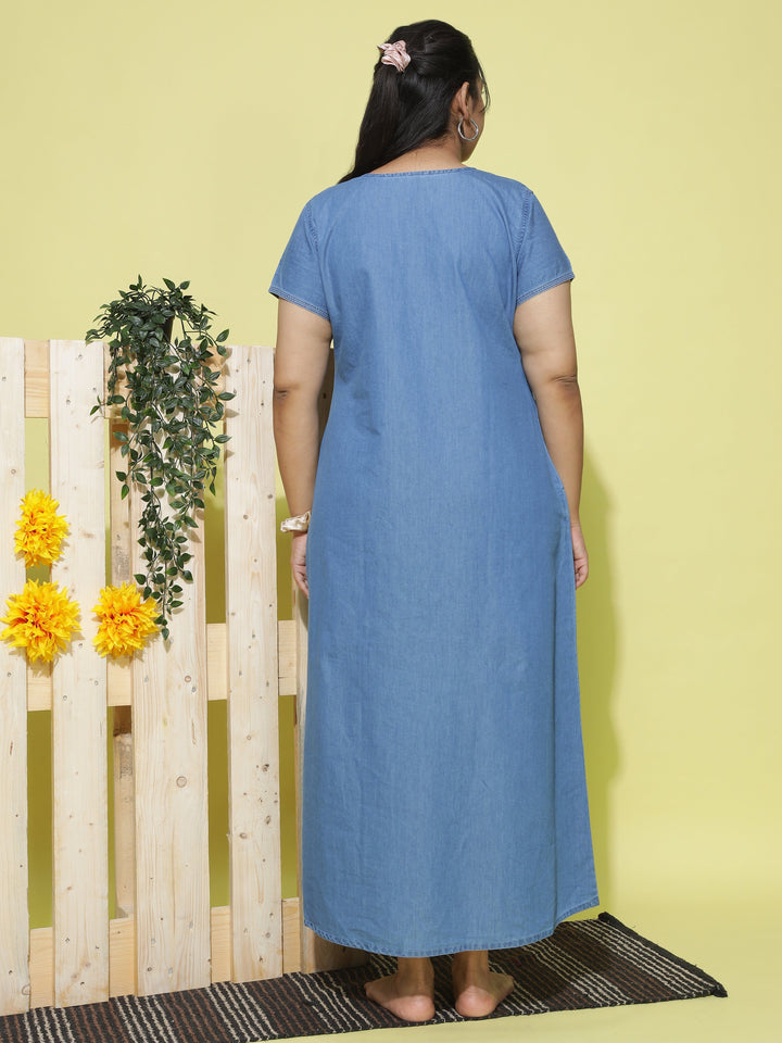  Denim Nighty  Buy Cool and Comfortable Sky Blue Nighty Dress Online- 9shines label 