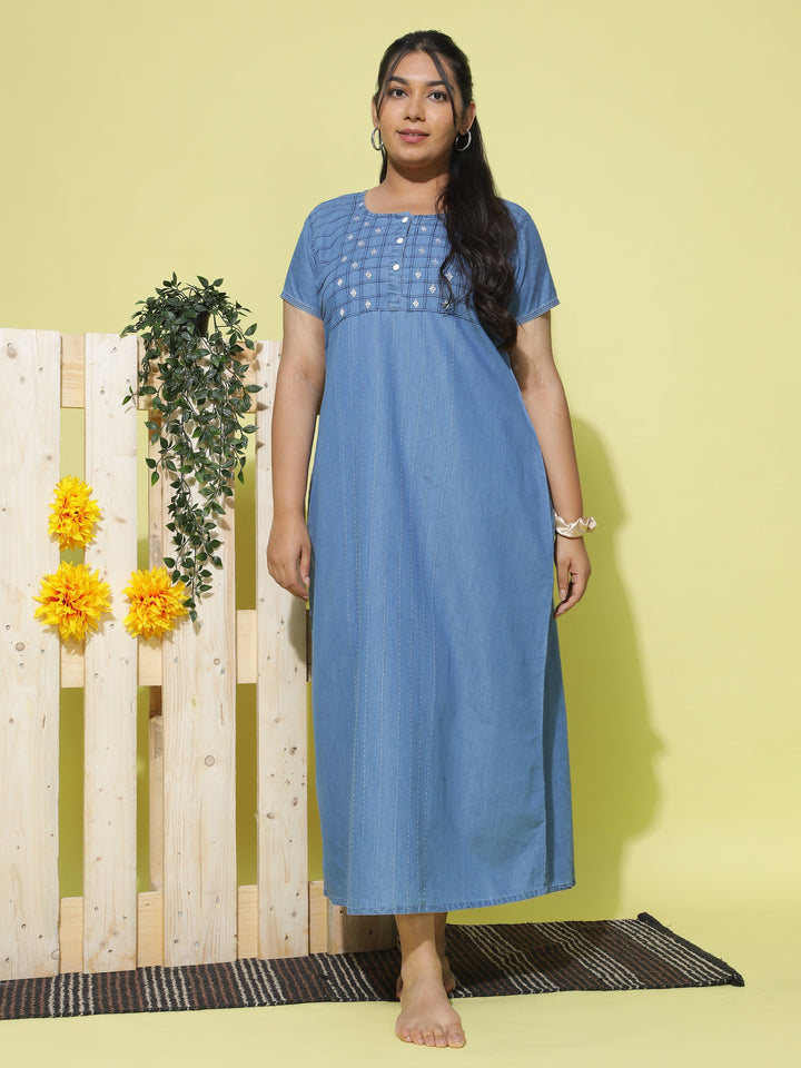  Denim Nighty  Buy Cool and Comfortable Sky Blue Nighty Dress Online- 9shines label 