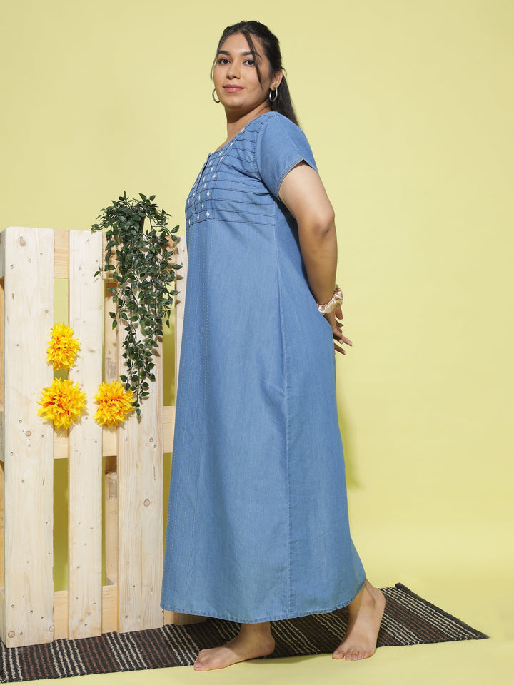  Denim Nighty  Buy Cool and Comfortable Sky Blue Nighty Dress Online- 9shines label 