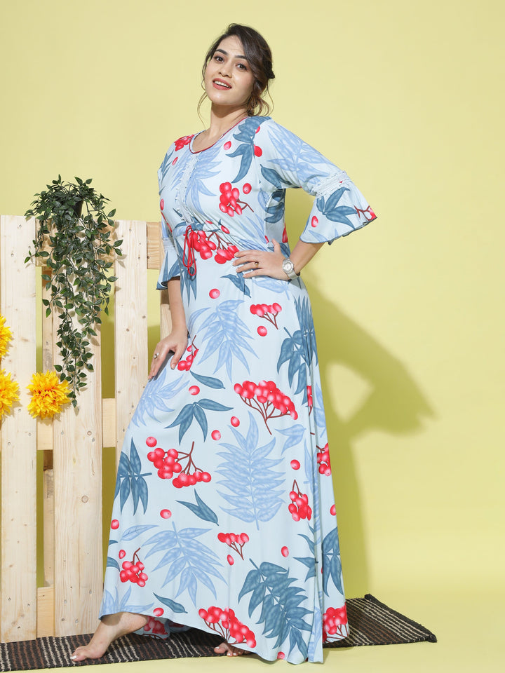  Rayon Designer Nighty  Shop Latest Sky Blue Nighty Dress at Great Price Online- 9shines label 