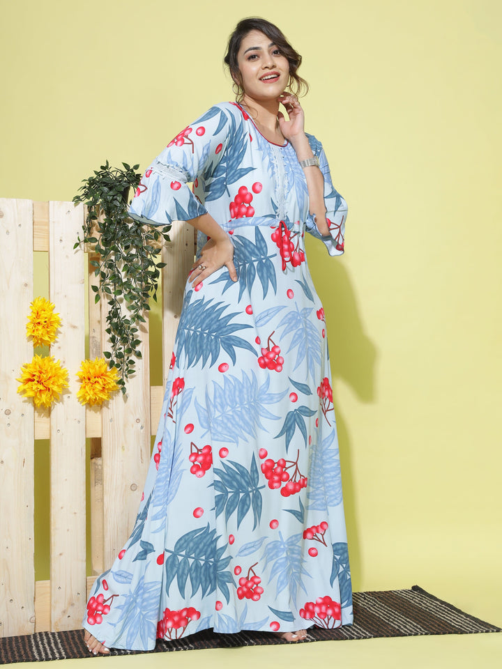  Rayon Designer Nighty  Shop Latest Sky Blue Nighty Dress at Great Price Online- 9shines label 