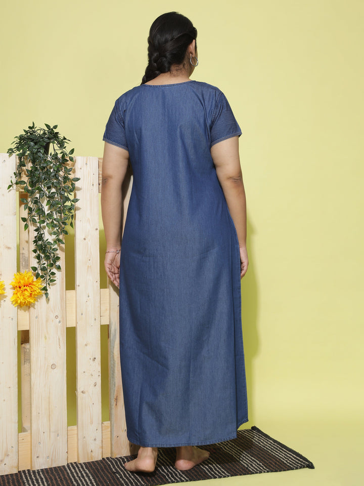  Denim Nighty  Buy Trendy Dark Blue Denim Nighty Online at 9shines Label- 9shines label 