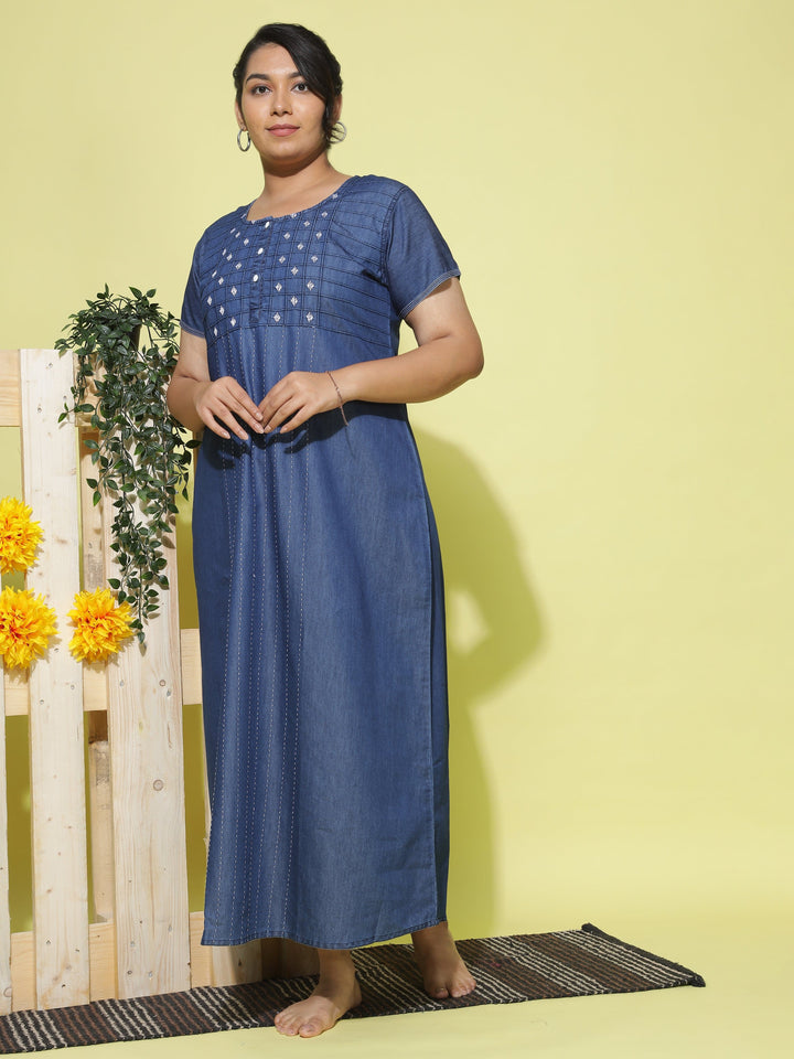  Denim Nighty  Buy Trendy Dark Blue Denim Nighty Online at 9shines Label- 9shines label 