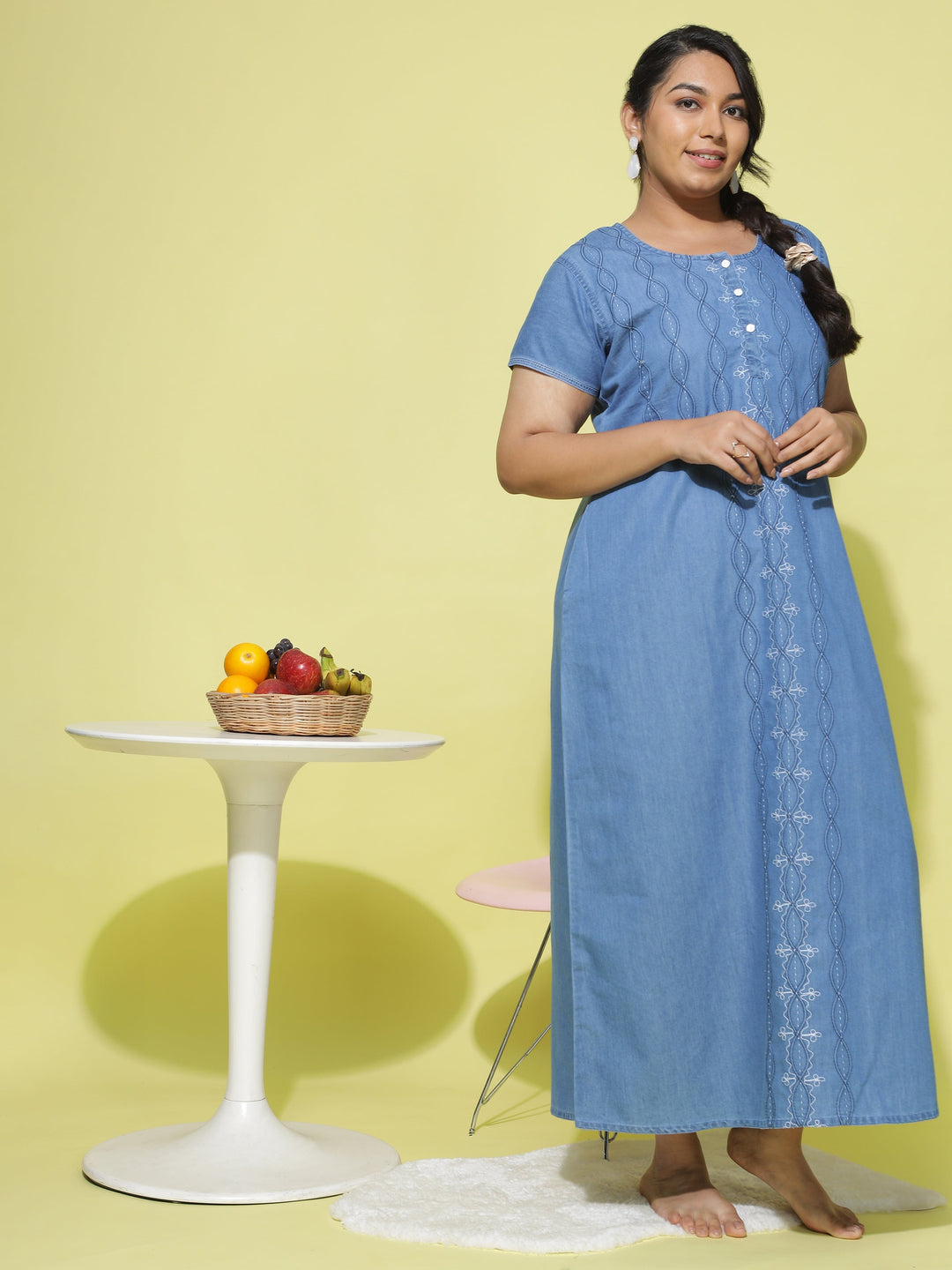  Denim Nighty  Buy Latest Sky Blue Nighty Online at Great Price 9shines Label- 9shines label 