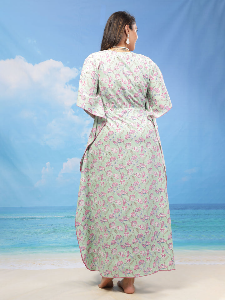  Kaftan  Shop Our  Mint Green Floral Designer Kaftan Dress - 9shines label 