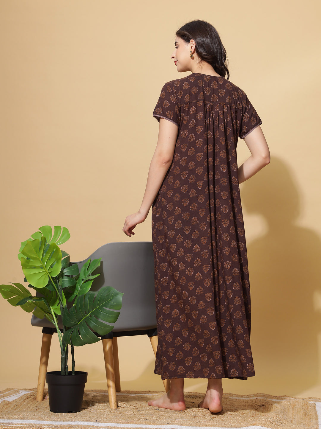  Crush Cotton Nighty  9shines Label Cotton Crush Nighty - Rich Brown Elegance- 9shines label 