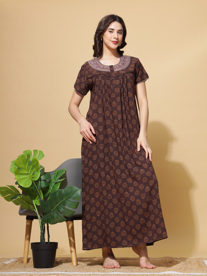  Crush Cotton Nighty  9shines Label Cotton Crush Nighty - Rich Brown Elegance- 9shines label 