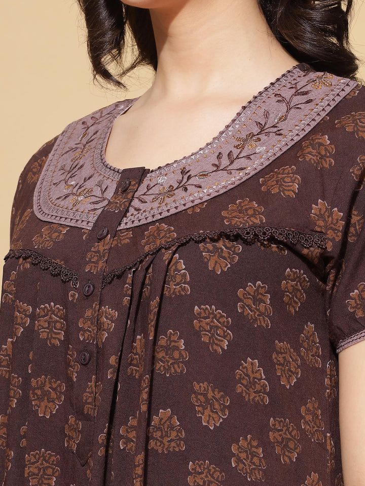  Crush Cotton Nighty  9shines Label Cotton Crush Nighty - Rich Brown Elegance- 9shines label 