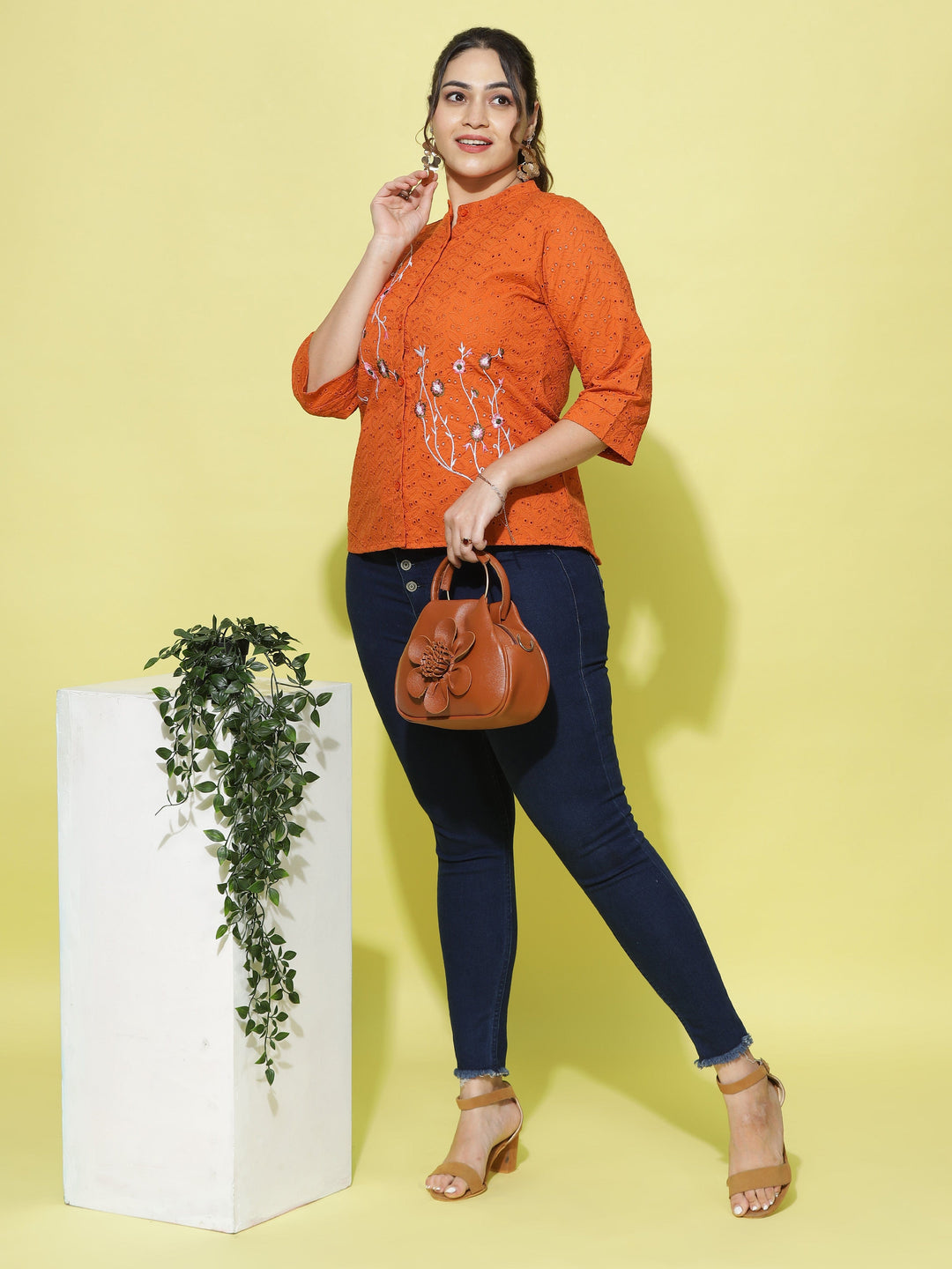  Casual Tops  Ladies Plus Size Tops - Shop Rust Cotton Top Online In India- 9shines label 