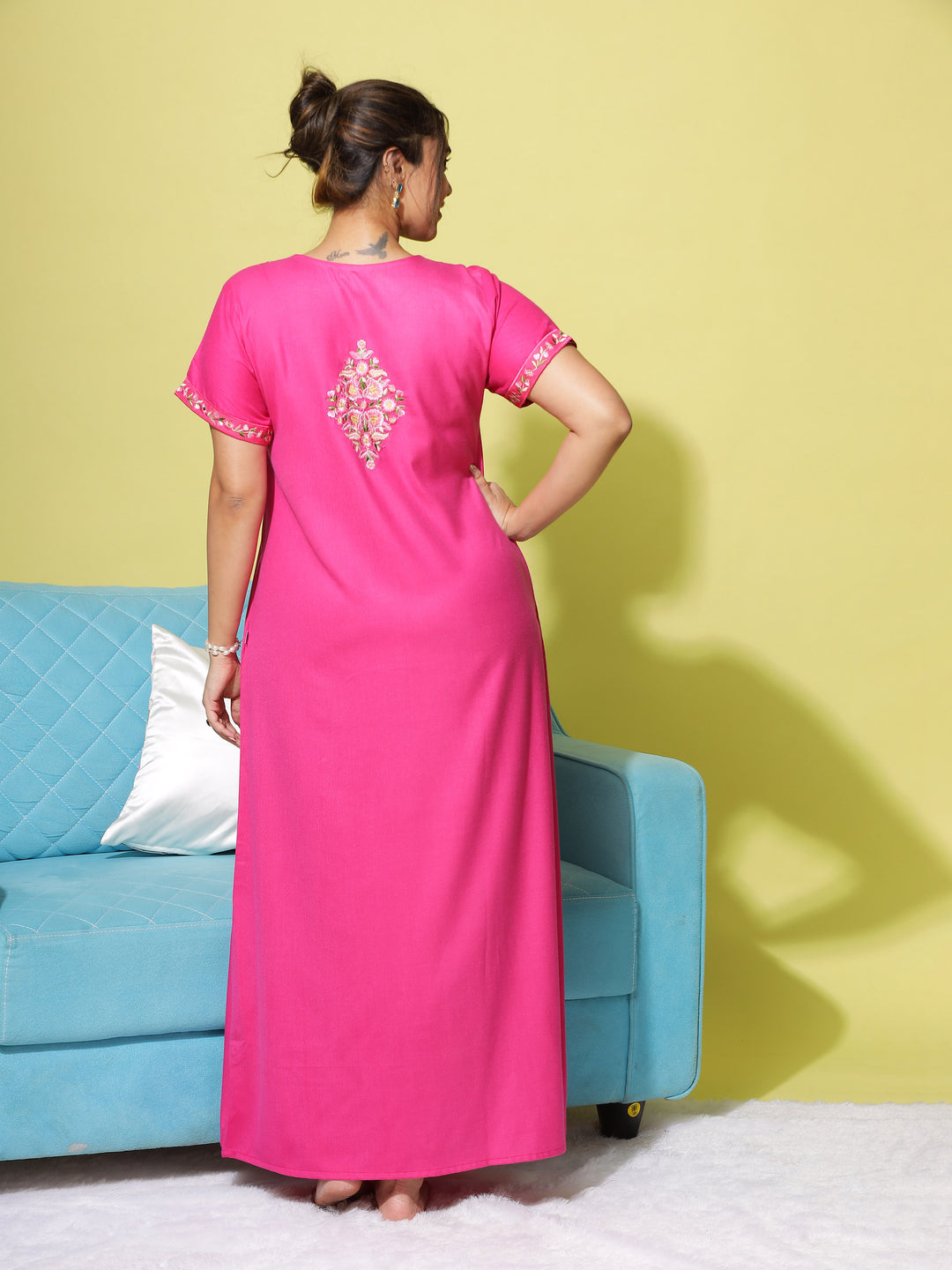  Alpine Nighty  Pink Designer Nighties | Night Wear | Cotton Night Suits  - 9shines label 