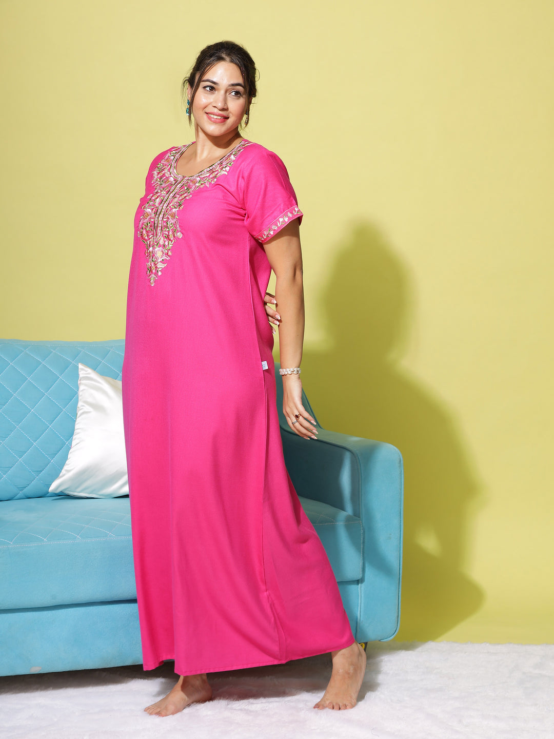  Alpine Nighty  Pink Designer Nighties | Night Wear | Cotton Night Suits  - 9shines label 