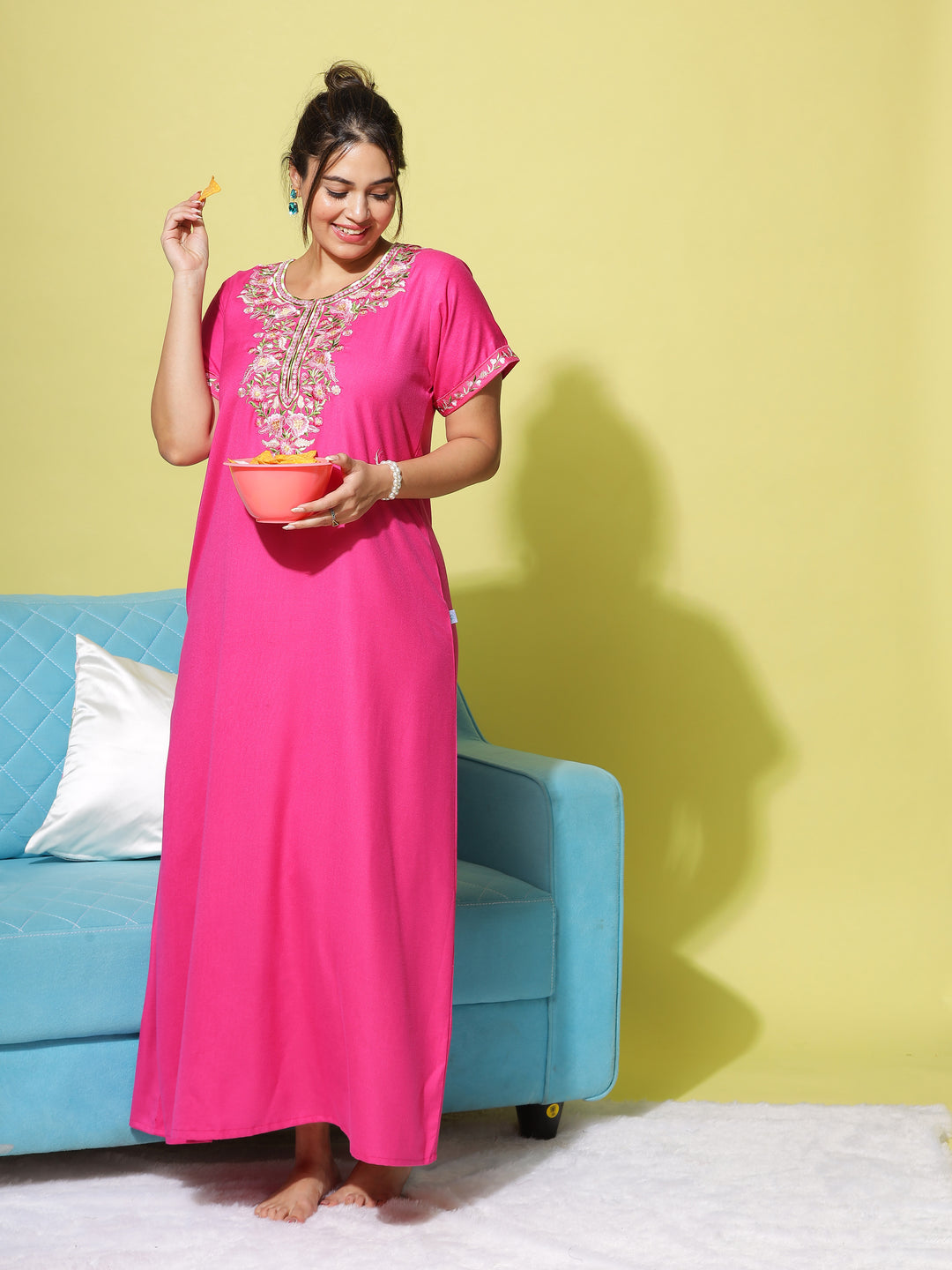  Alpine Nighty  Pink Designer Nighties | Night Wear | Cotton Night Suits  - 9shines label 