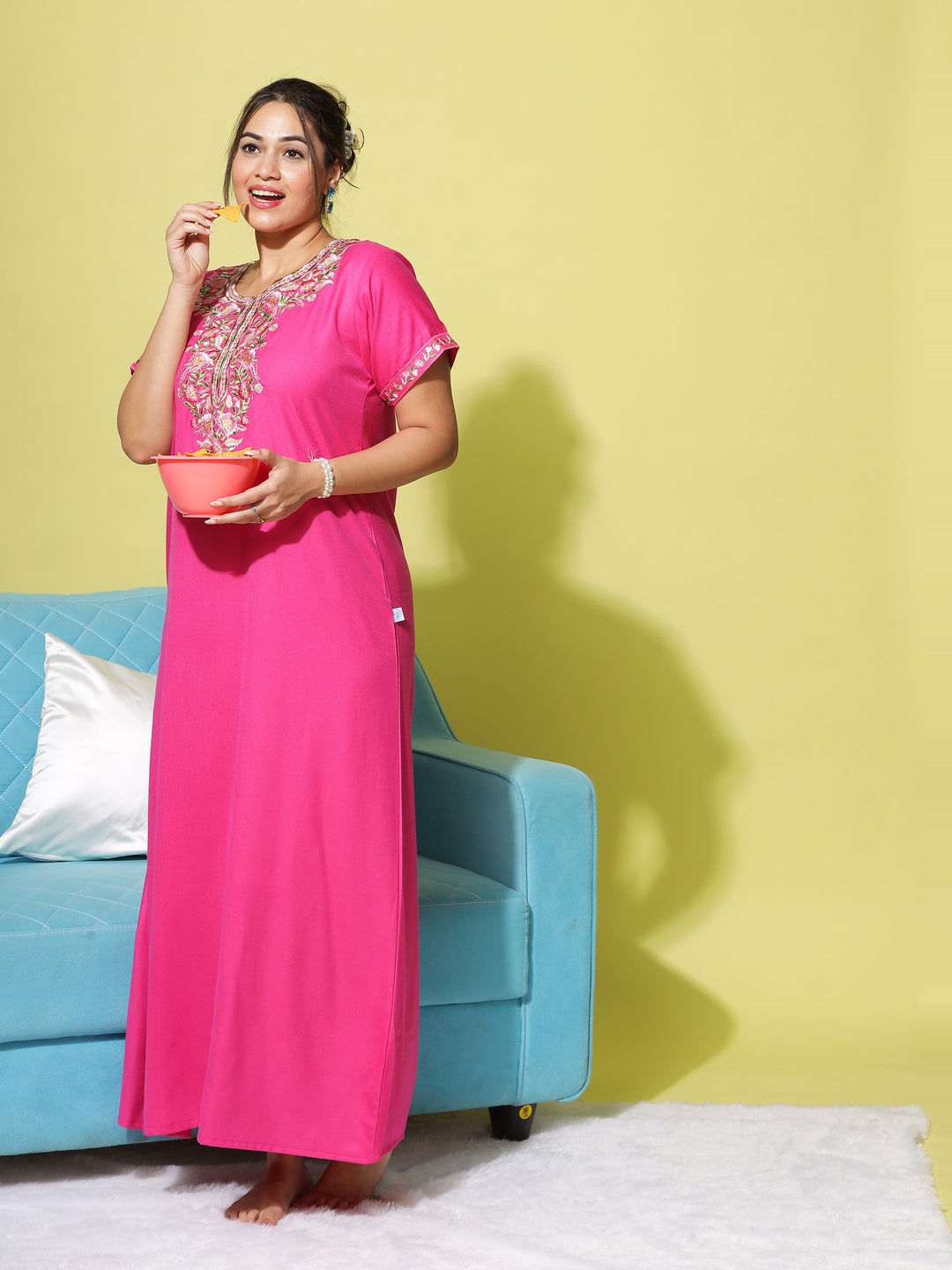  Alpine Nighty  Pink Designer Nighties | Night Wear | Cotton Night Suits  - 9shines label 