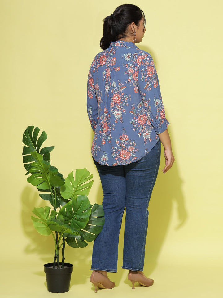  Casual Tops  Polyester Tops For Ladies - Buy Trendy Denim Blue Viscose Top- 9shines label 