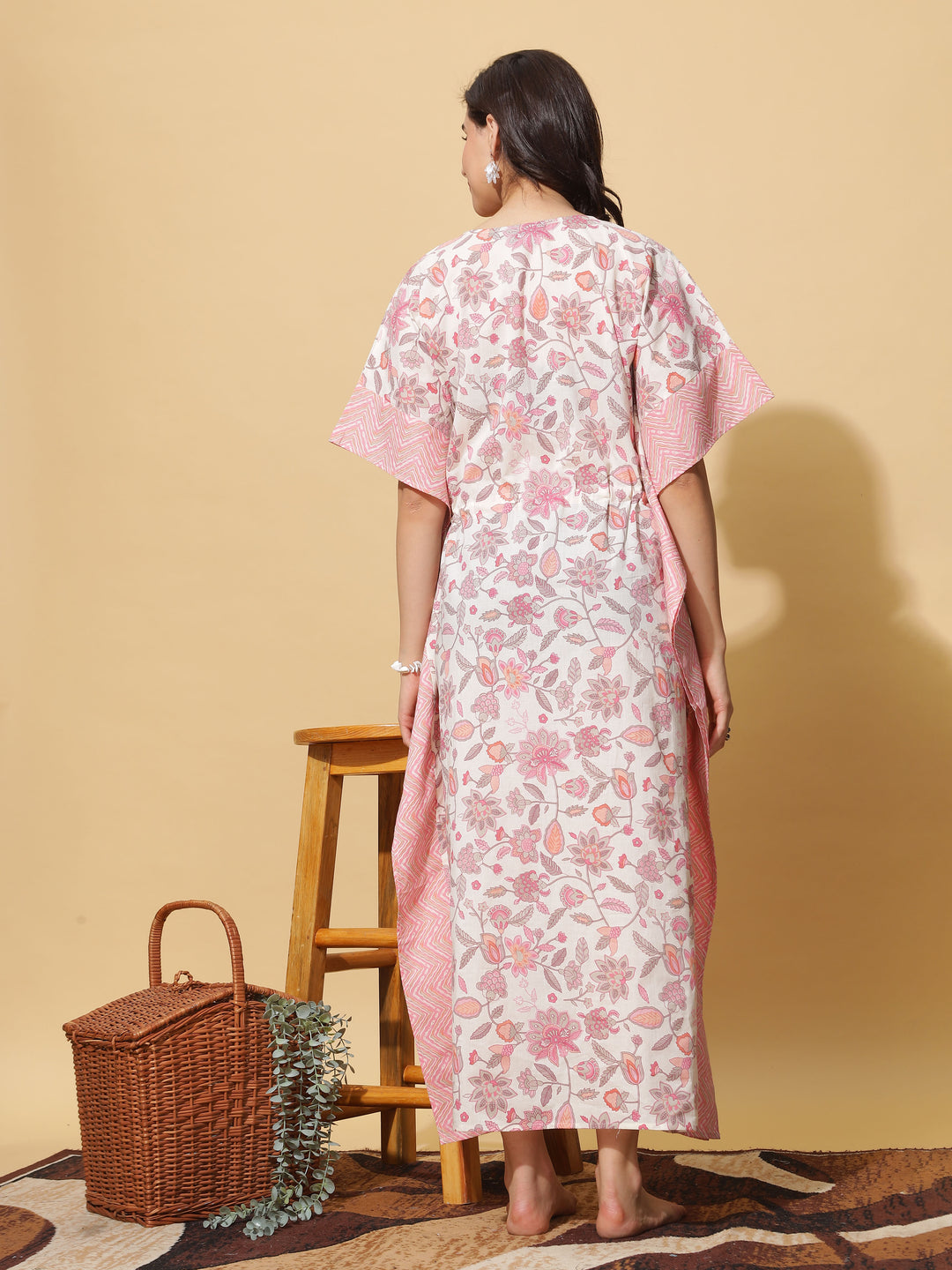  Kaftan  Experience Luxury: Floral Kaftan Gown Crafted in Pure Cotton- 9shines label 