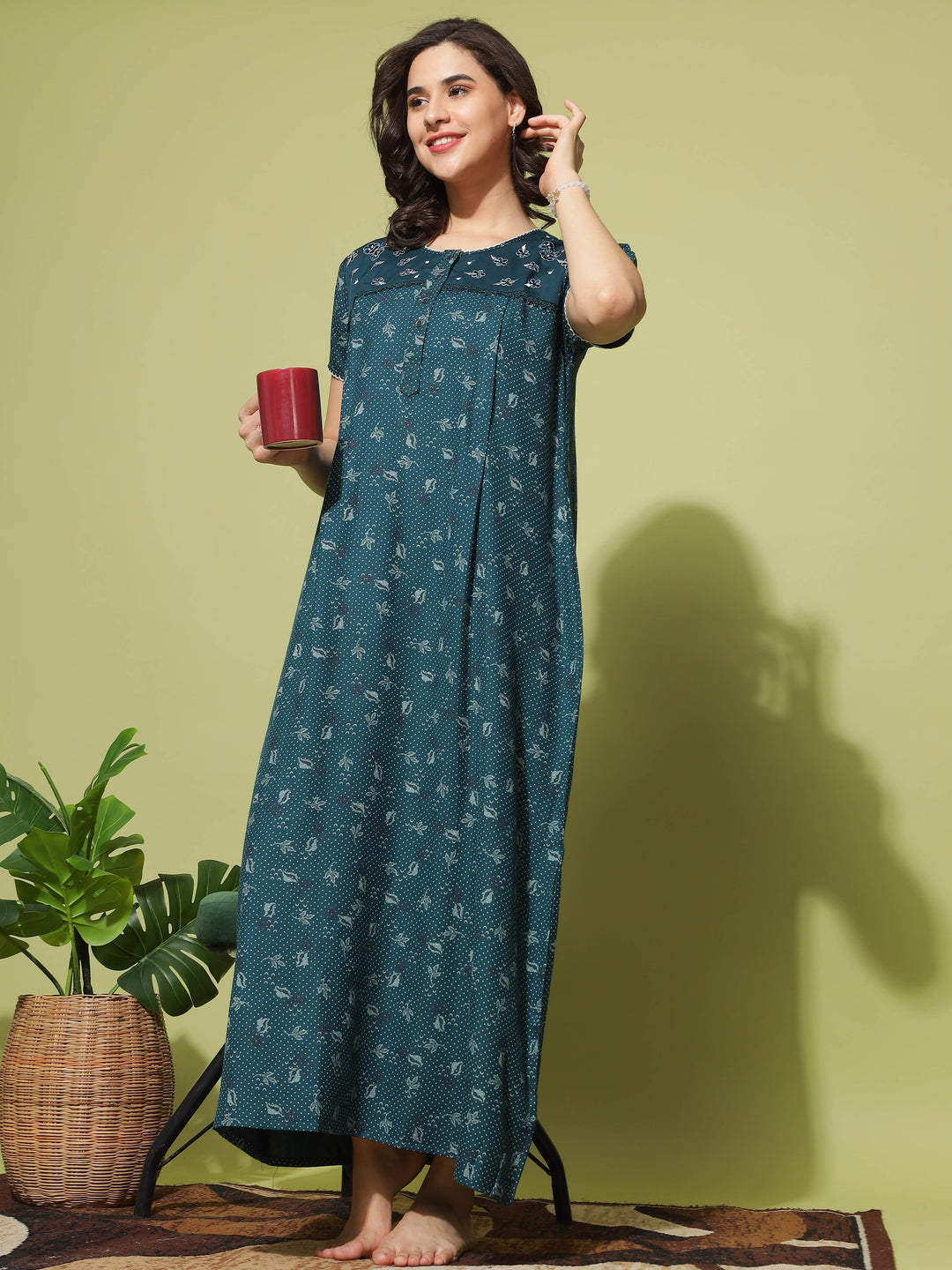  Maternity Long Nighty  Peak Performance: Maternity Nightgown for Feeding & Comfort- 9shines label 