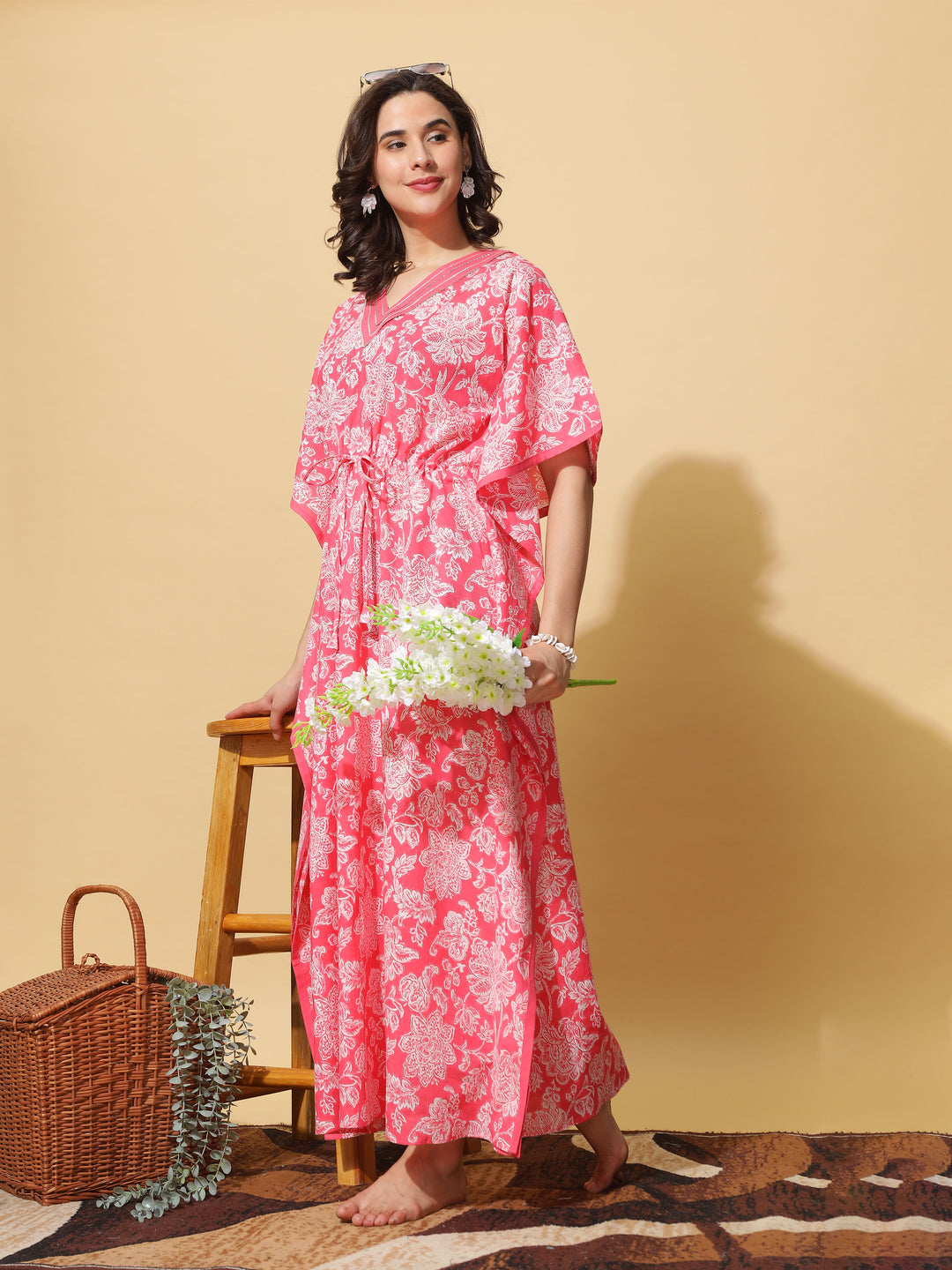  Kaftan  Shop Our Yellow Floral Designer V Neck Kaftan Dress - 9shines label 