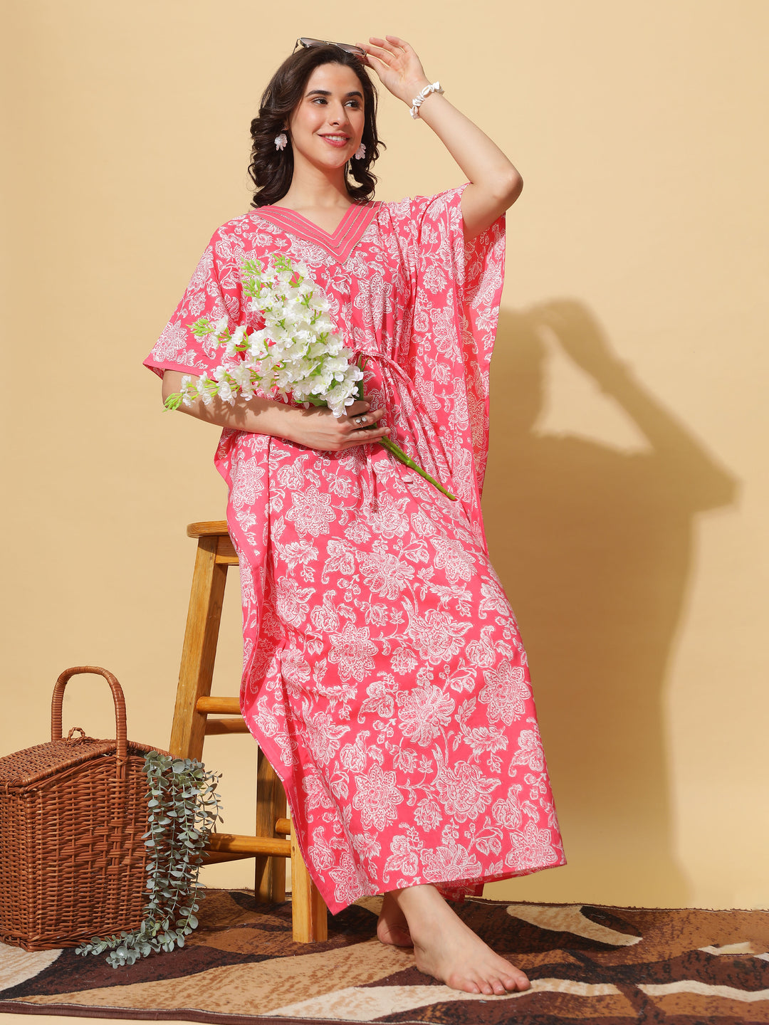  Kaftan  Shop Our Yellow Floral Designer V Neck Kaftan Dress - 9shines label 