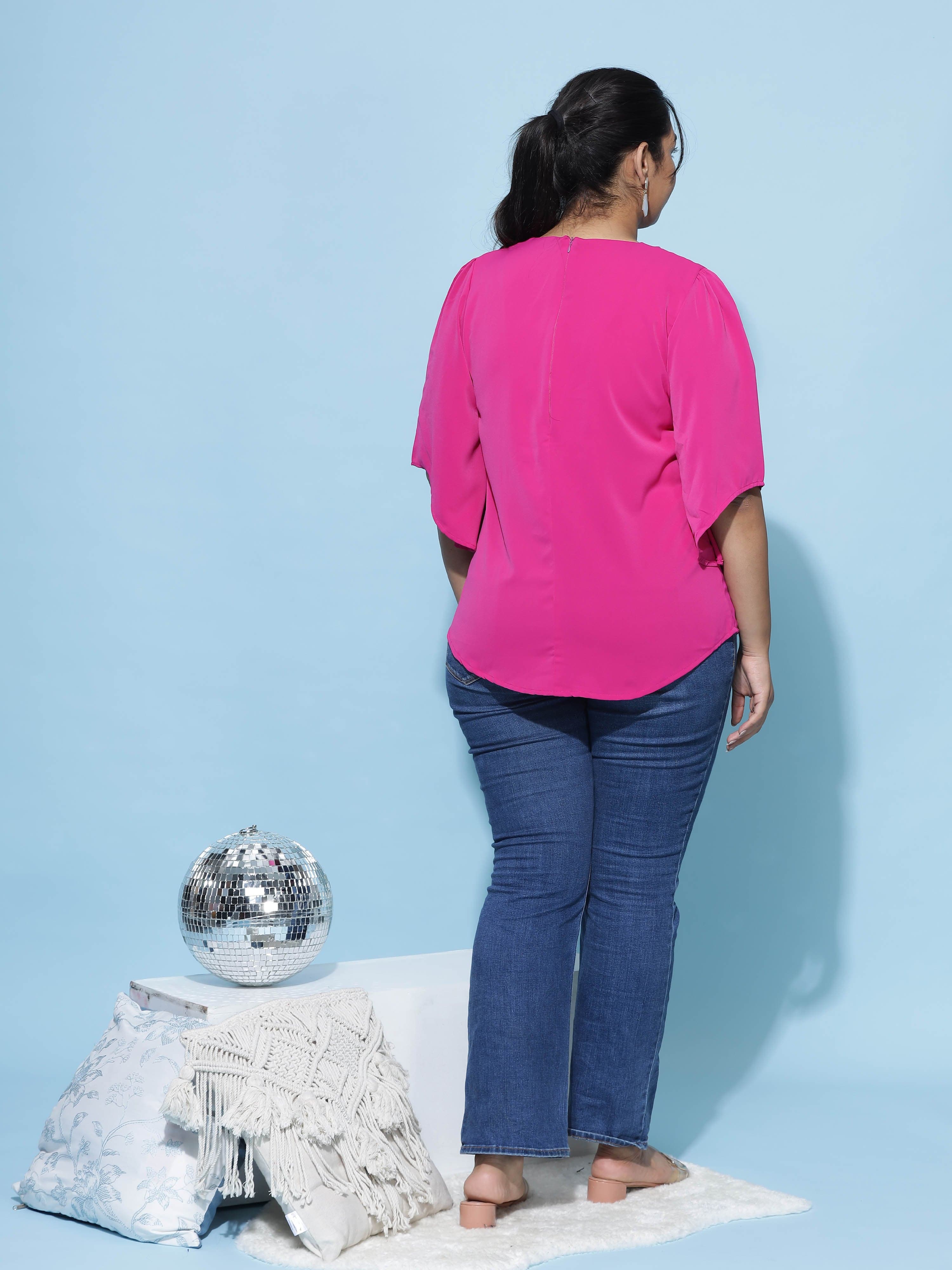 Blusa Mini Vest em Viscose Pink Plus Size