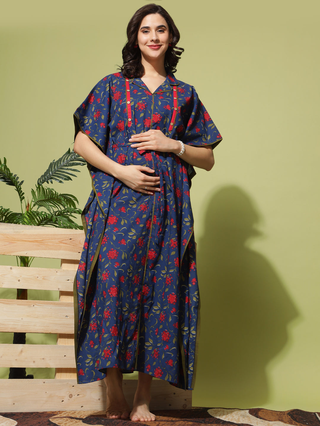  Maternity Kaftan  Nursing Mom's Must-Have: Soft Denim Blue Maternity Dress- 9shines label 