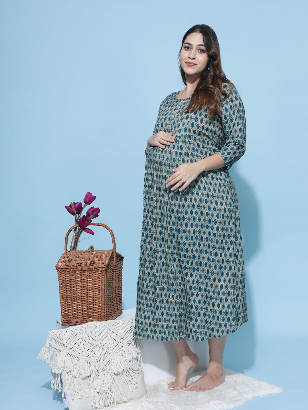  Maternity Dress  Buy Trendy Bottle Green Maternity Dress at Great Price Online- 9shines label 