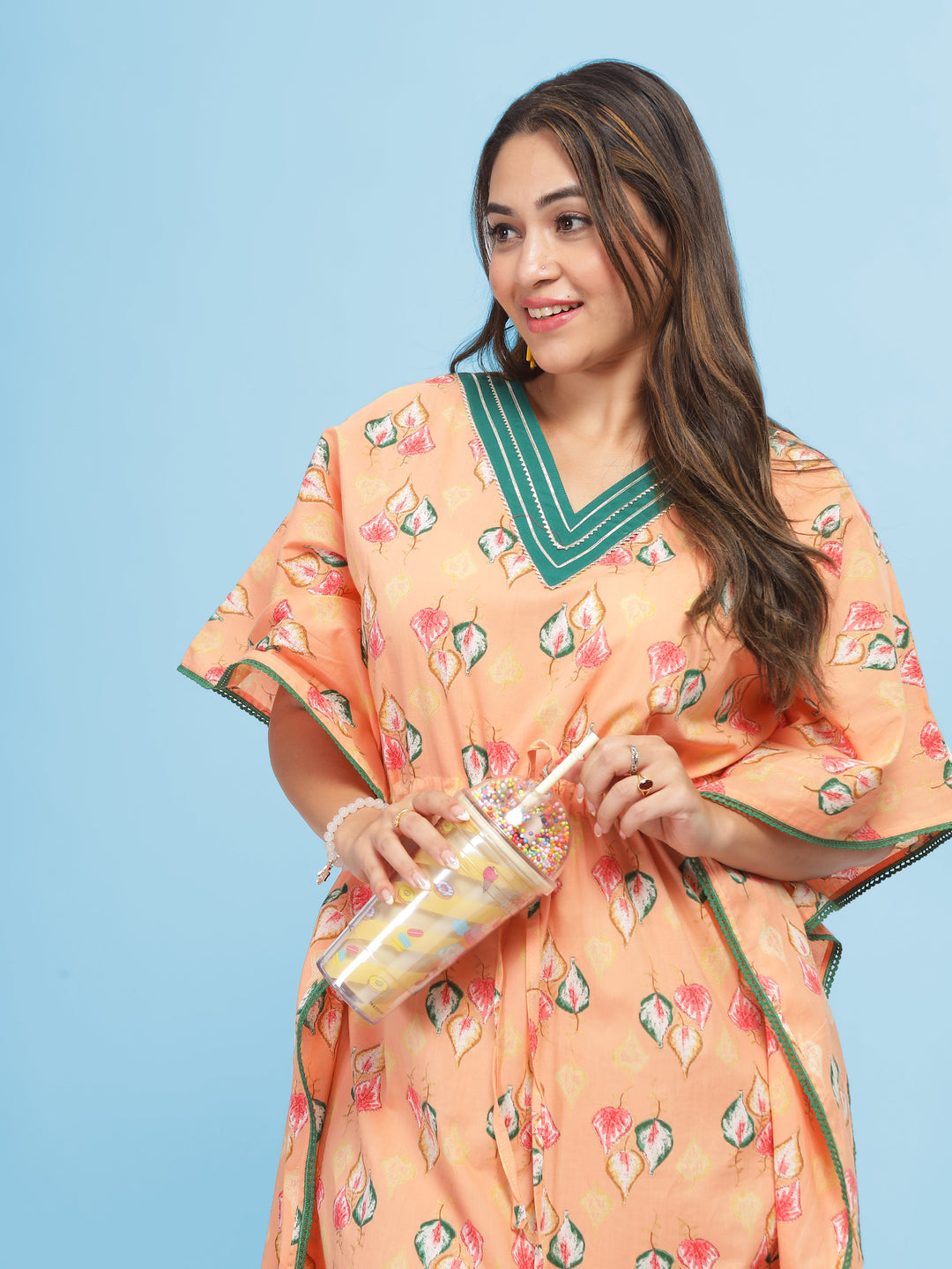  Kaftan  Shop Our Premium Orange Cotton V Neck Kaftan- 9shines label 