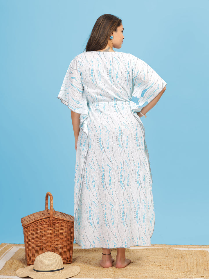  Kaftan  Shop Our White Blue Floral Designer Kaftan Dress - 9shines label 