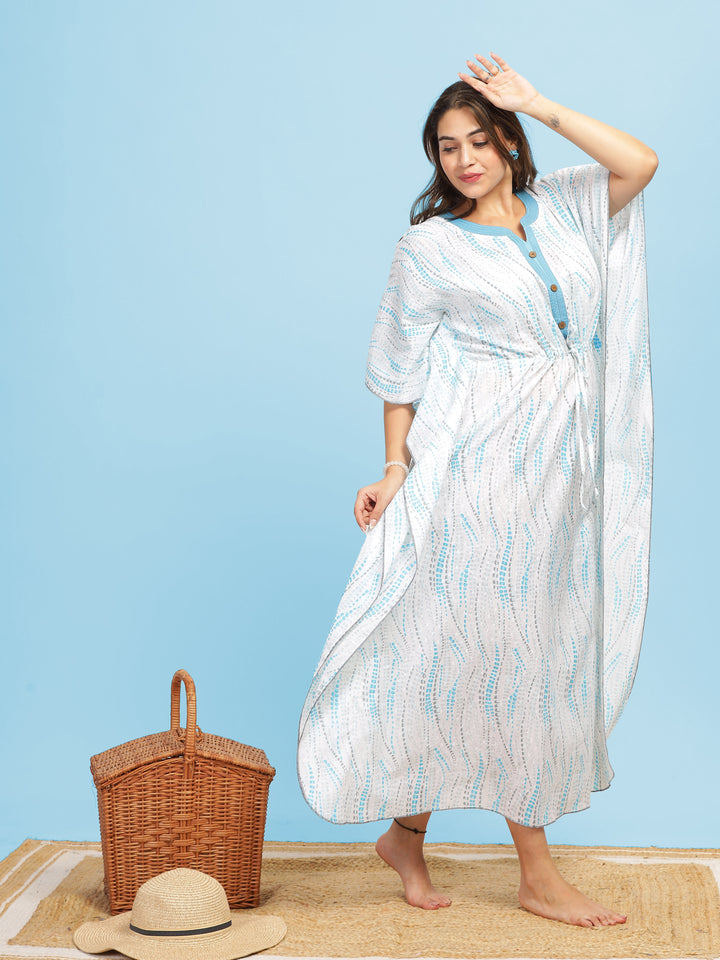  Kaftan  Shop Our White Blue Floral Designer Kaftan Dress - 9shines label 