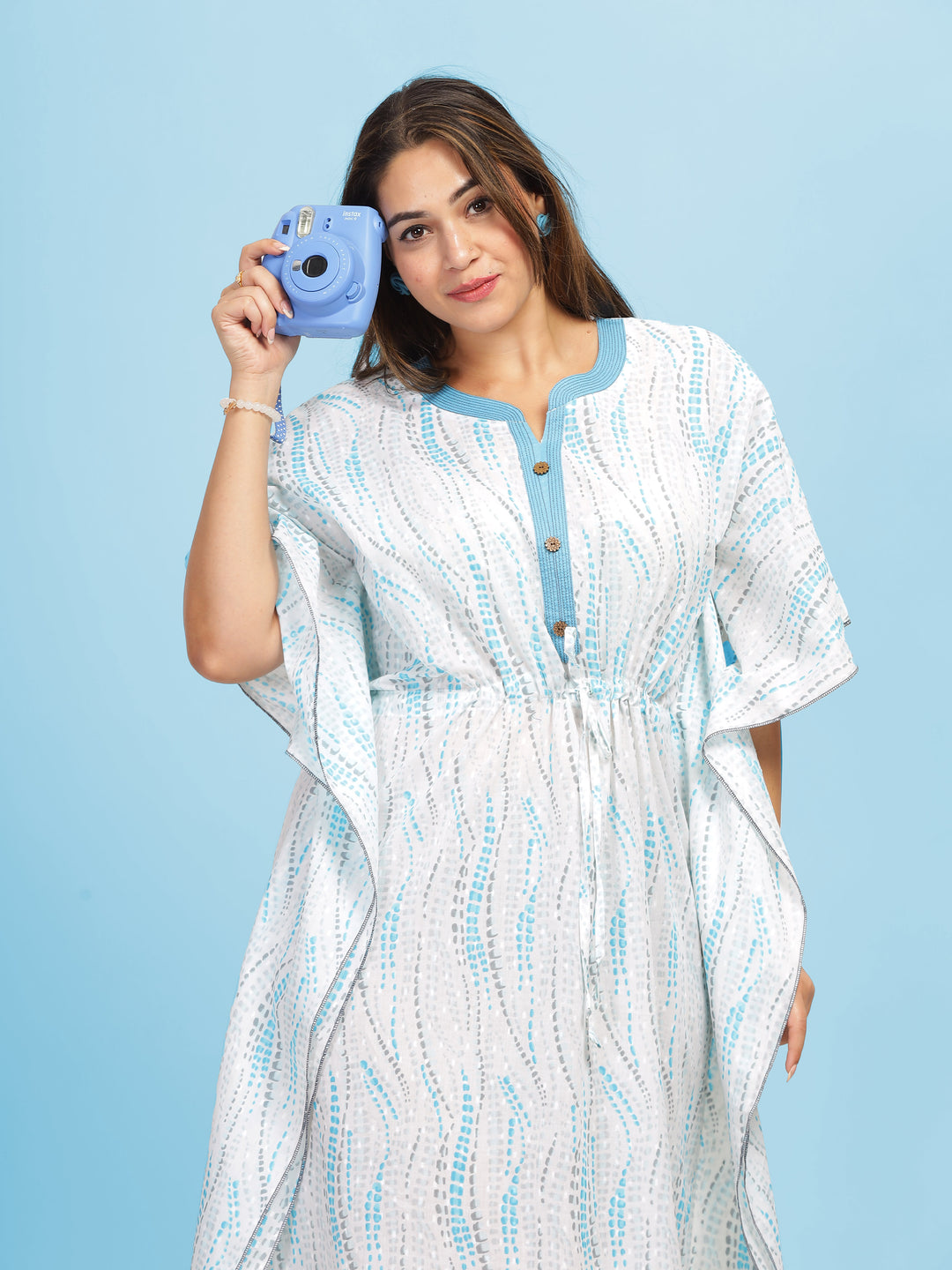  Kaftan  Shop Our White Blue Floral Designer Kaftan Dress - 9shines label 