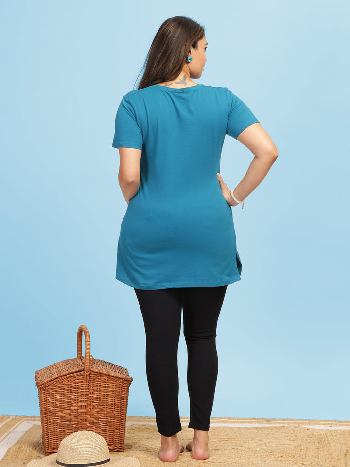 Hosiery Cotton T-shirt with Pockets BLUE