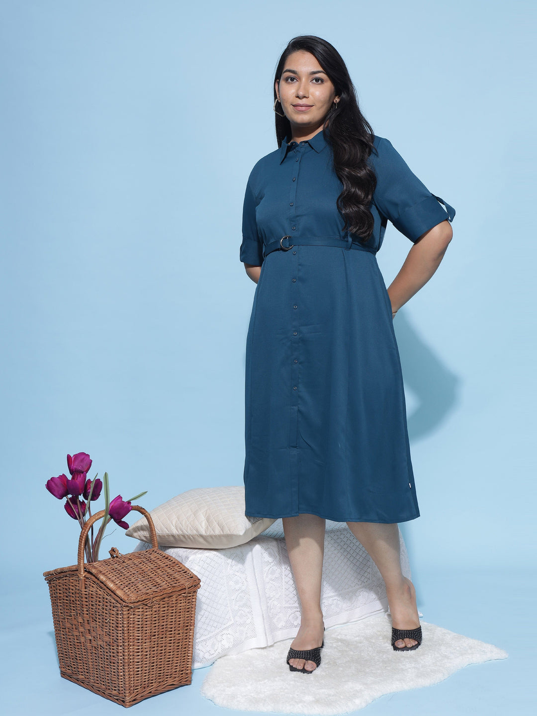  Casual Dresses  Plus Size Dresses India - Buy Steel Blue Dress Online In India- 9shines label 