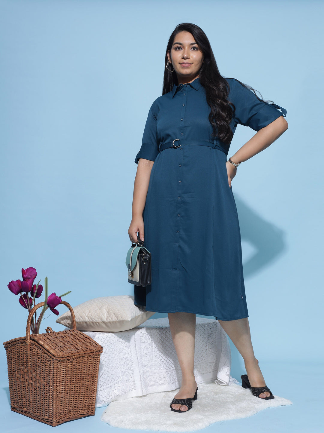  Casual Dresses  Plus Size Dresses India - Buy Steel Blue Dress Online In India- 9shines label 