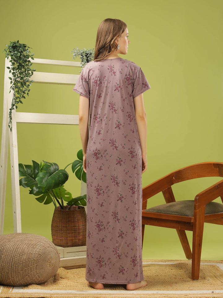 Purple cotton designer nighty