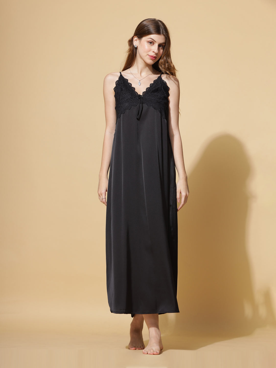  Long Robe Long Gown  Unveil Romance: Latest Sexy Black Honeymoon Robe Long Gown- 9shines label 