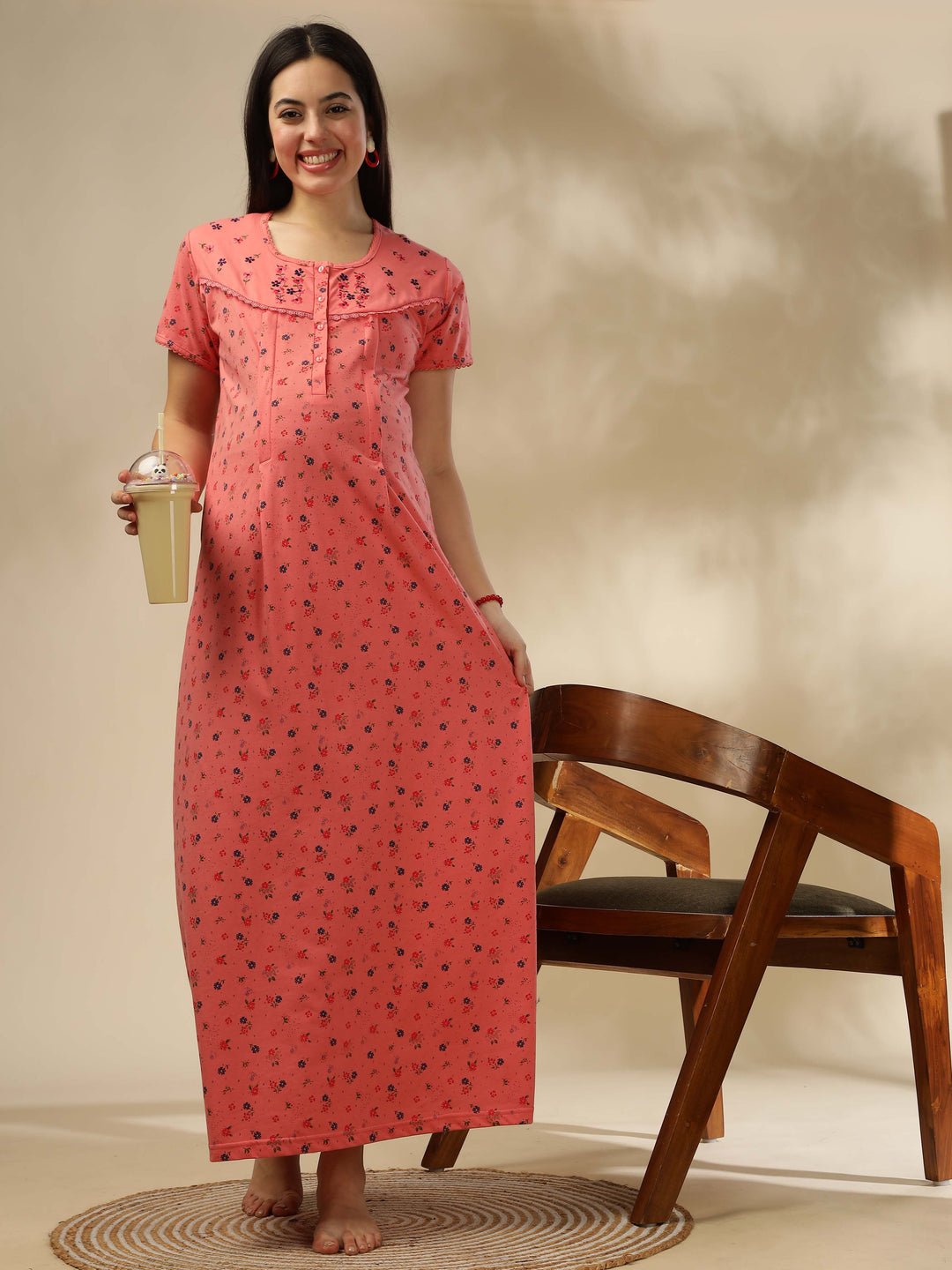 Peach nightdress for women