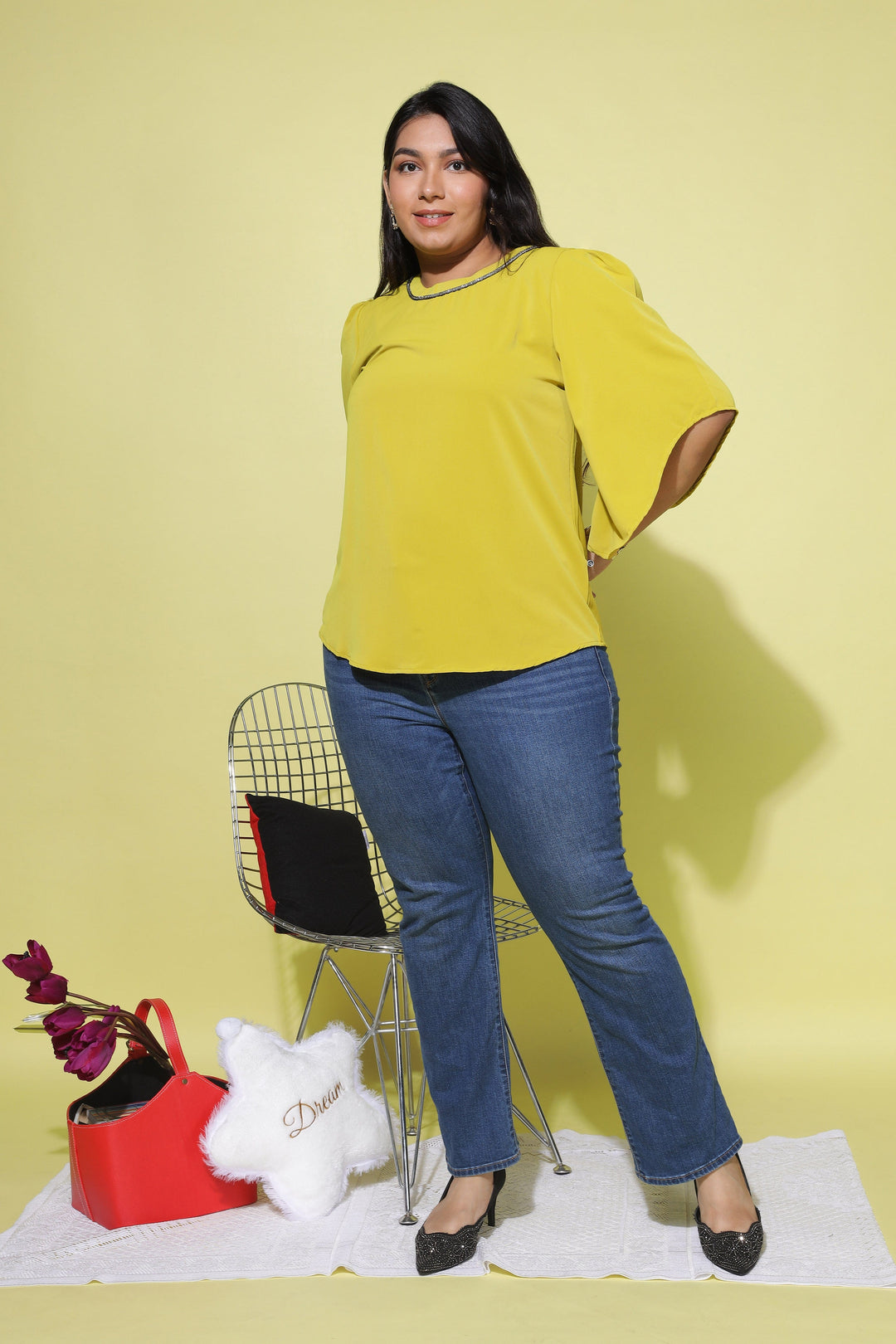  Casual Tops  Sexy Tops For Plus Size Women - Buy Yellow Polyster Top Online- 9shines label 