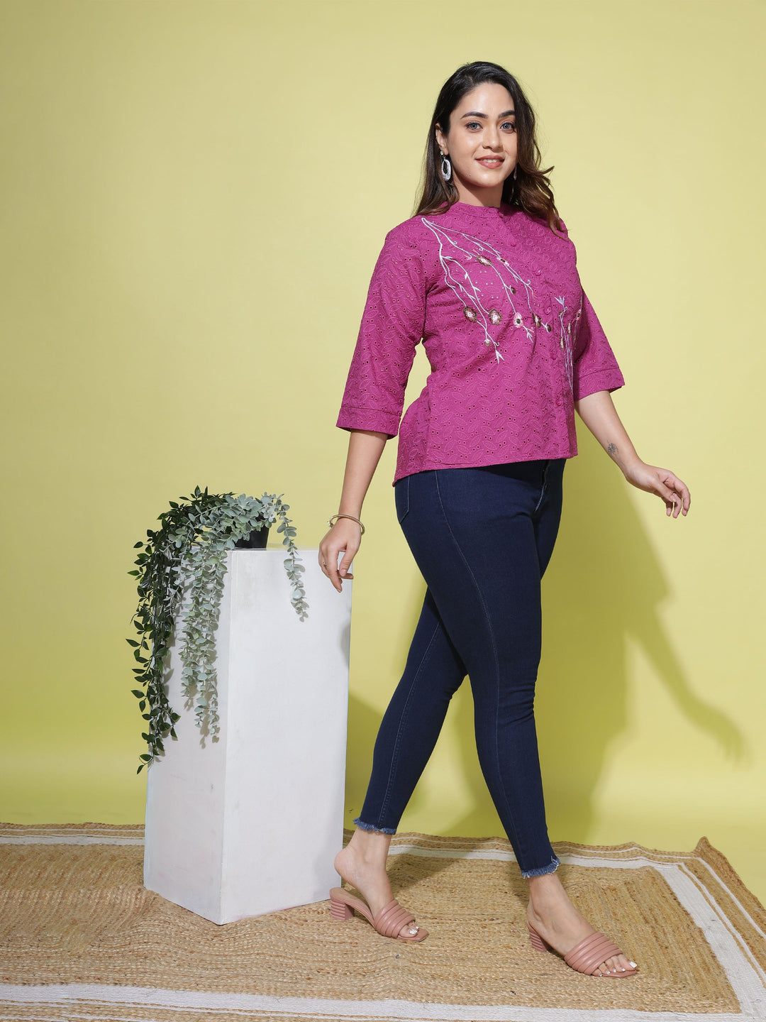  Casual Tops  Stylish Plus Size Tops - Shop Violet Cotton Top Online- 9shines label 