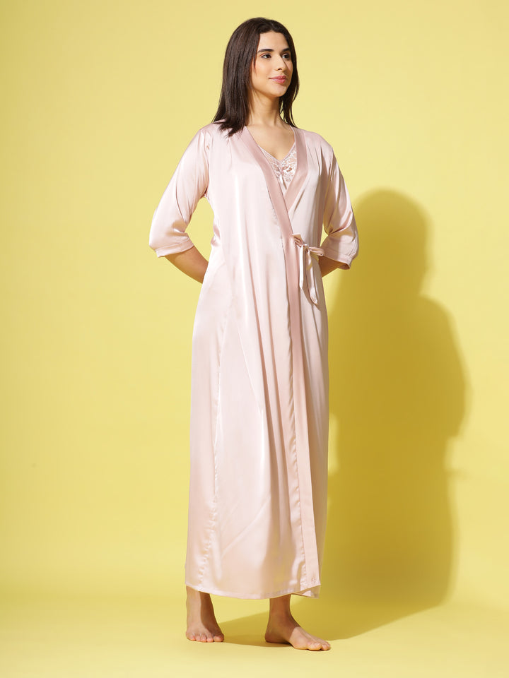  Long Robe Long Gown  Cream Long Nighty Gown - Buy Indian Bridal Nightwear Online- 9shines label 