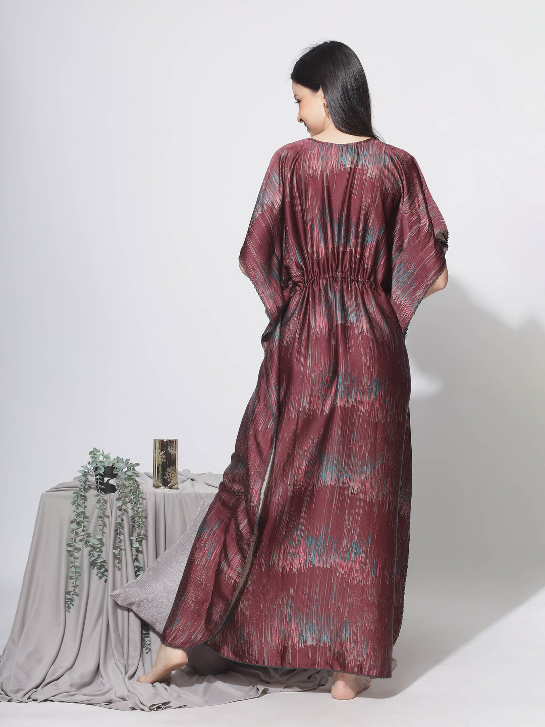  Satin Kaftan  Navy Blue Nighty Dress - Buy Rayon Kaftan Online- 9shines label 