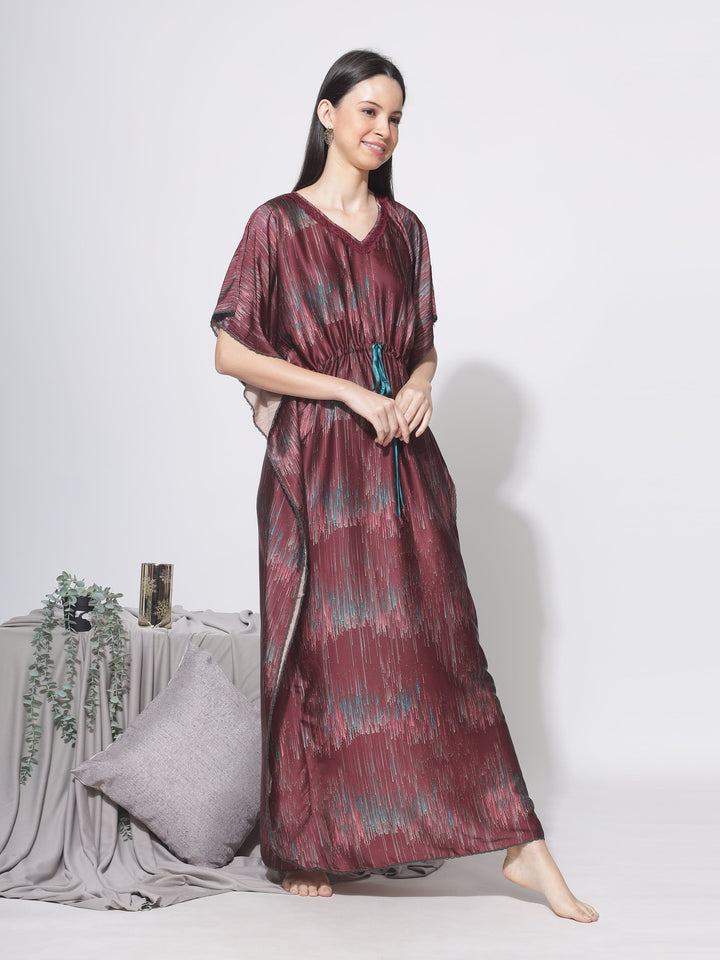  Satin Kaftan  Navy Blue Nighty Dress - Buy Rayon Kaftan Online- 9shines label 