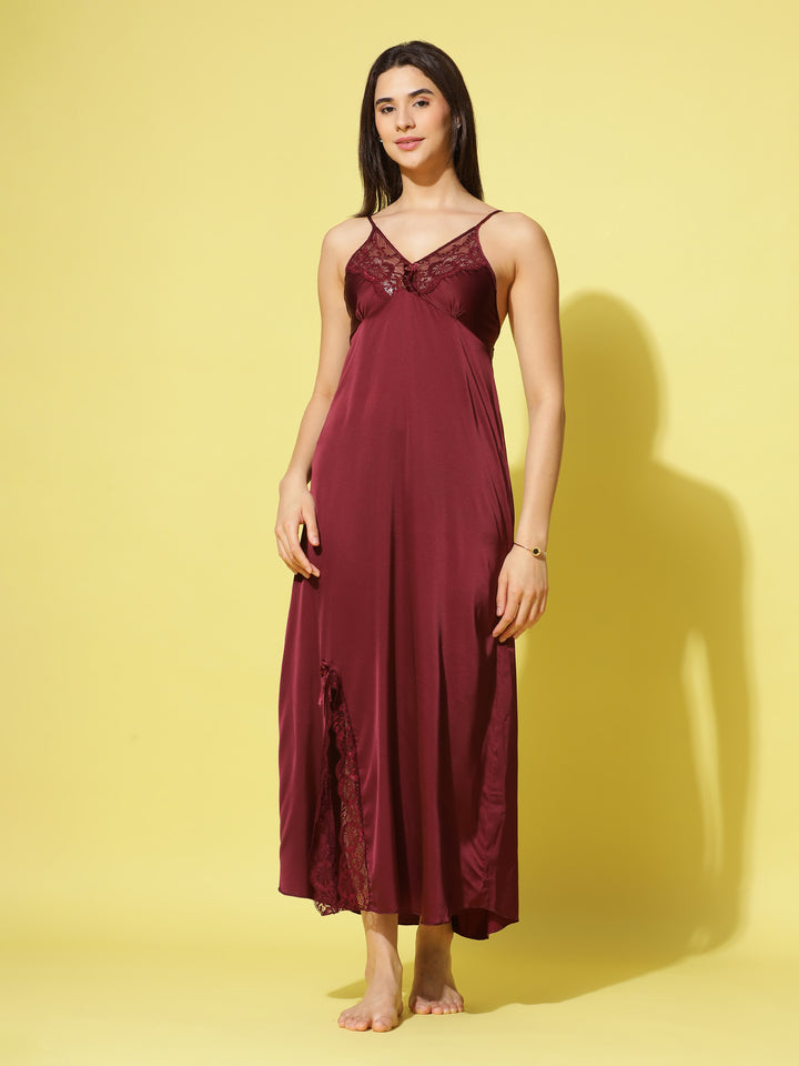  Long Robe Long Gown  Cherry Long Nighty Gown - Buy Indian Bridal Nightwear Online- 9shines label 