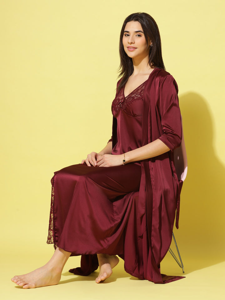  Long Robe Long Gown  Cherry Long Nighty Gown - Buy Indian Bridal Nightwear Online- 9shines label 