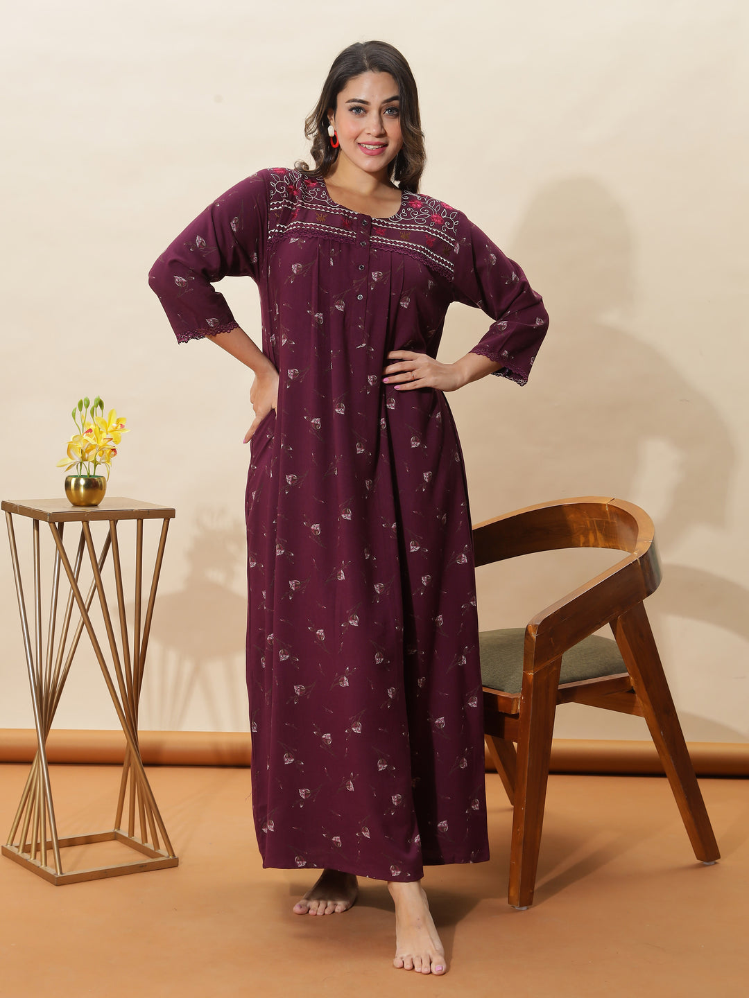 Alpine Wine Designer Nighty for Women With Elegant & Functional