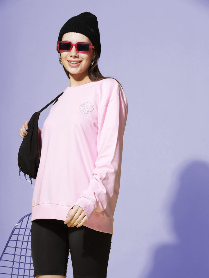  Sweatshirt  Shop Stylish Full Sleeve Sweatshirt in Baby Pink - 9shines Label- 9shines label 