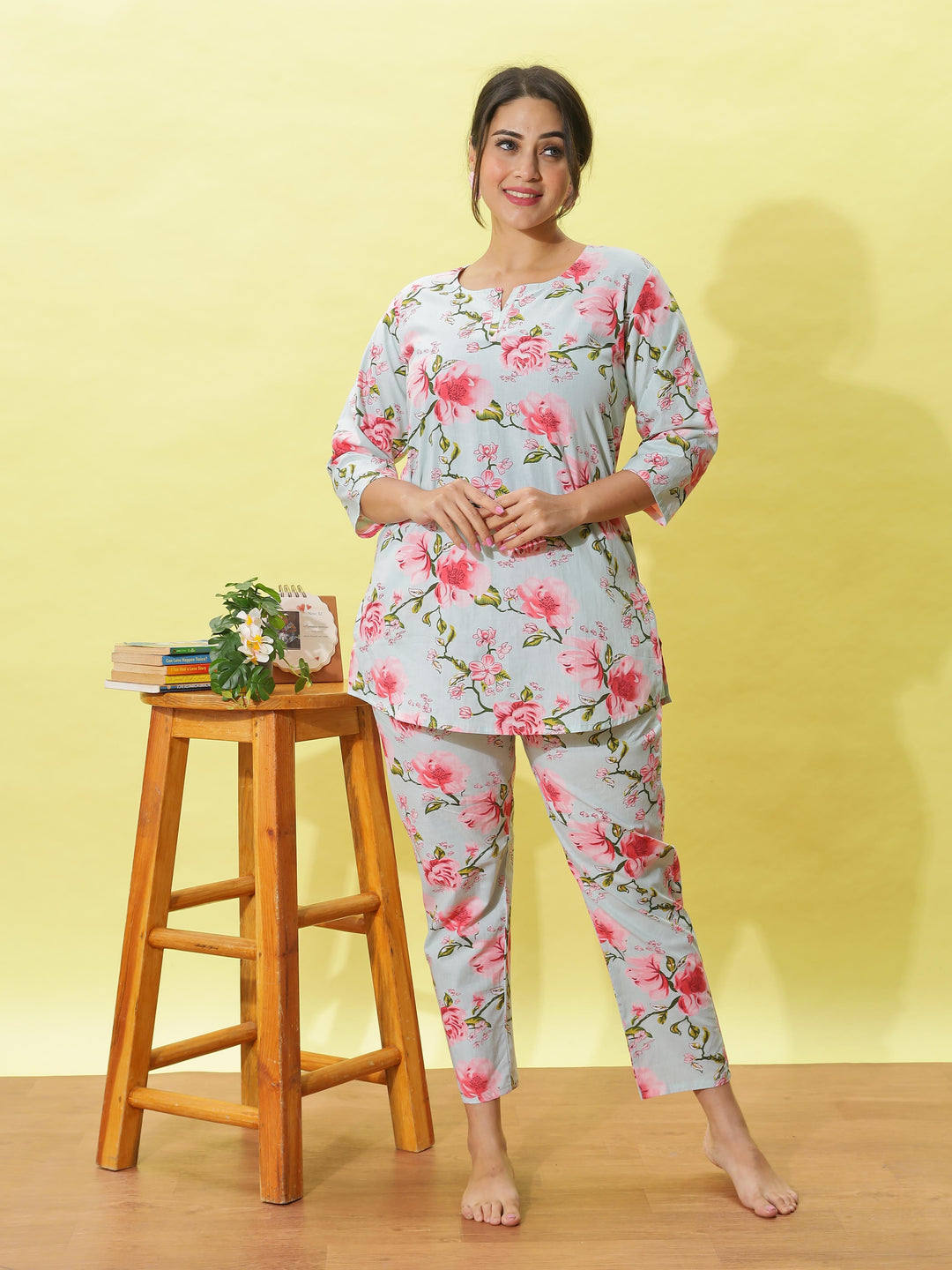 Light Mint Cotton Pyjama Set for Women at Great Prize