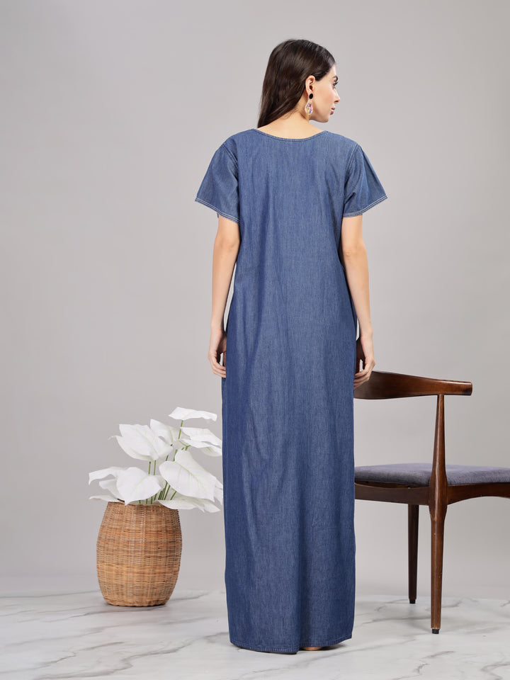 Denim blue cotton nighty